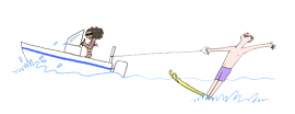 Gif animé ski nautique avec planche